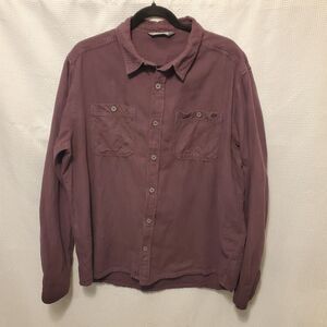 Stio Miter Brushed Flannel Shirt Mens Sz XL Organic Cotton Purple Eddy Button Up
